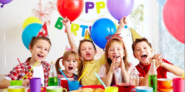 Group of Happy Children In Birthday Party.