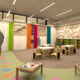 A Kindergarden Classroom Interior With Colorful Posters & Boards On Walls.